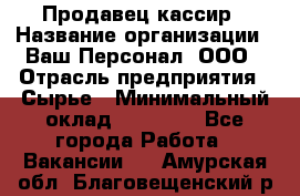 Продавец-кассир › Название организации ­ Ваш Персонал, ООО › Отрасль предприятия ­ Сырье › Минимальный оклад ­ 17 000 - Все города Работа » Вакансии   . Амурская обл.,Благовещенский р-н